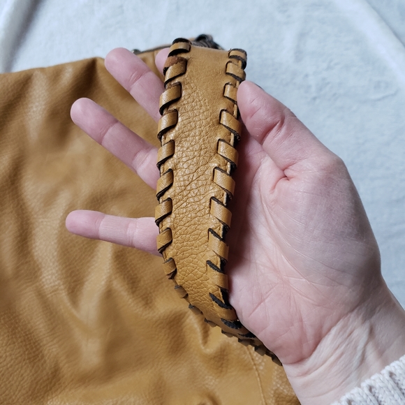 Shoulder bag hobo large tan and gray faux leather - Picture 5 of 15